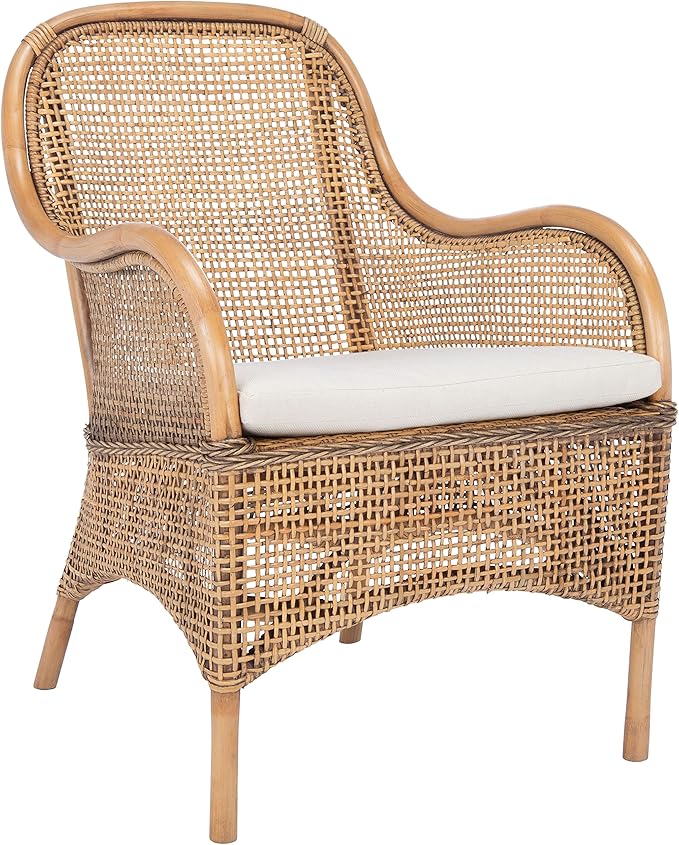 Safavieh Home Collection Charlie Cushioned Accent Chair Dark Natural/White