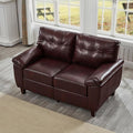 59 Faux Leather Loveseat with Storage Mid-Century Modern PU Sofa Couch with Tufted Seat &amp Back Deep Seat Small Sofa for Living Room Apartment Office Vintage Upholstered 2-Seater Couch Burgu