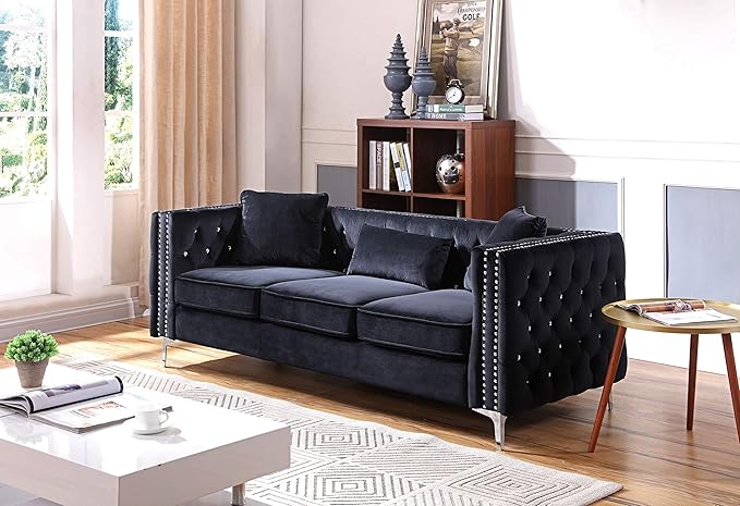 Glory Furniture Paige Sofa Black. Living Room Furniture 30 H x 86 W x 34 D