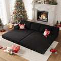 MEISSALIVVE Pull Out Sofa Bed Queen Size Sleeper Sofa Bed with Wide Armrest &amp Thick Cushion 2-in-1 Convertible Couch for Living Room No Assembly Required (Black)