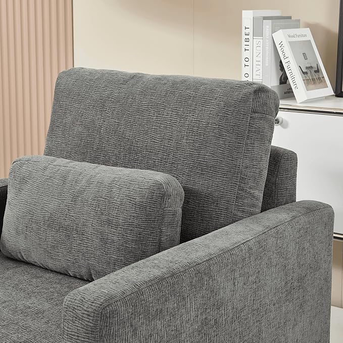 Modern Accent Chair Chenille Upholstery Armchair - Modern Style Solid Wood Frame - Ideal for Living Room Bedroom Office