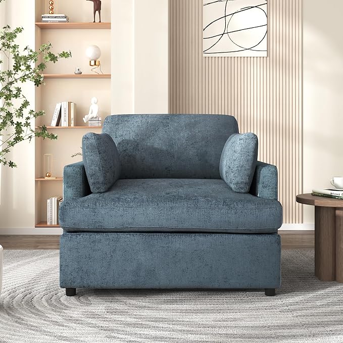Chenille Oversized Accent Chair with Plush Armrest Cushions | Large Lounge Chair Single Sofa for Living Room Bedroom
