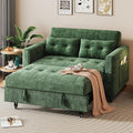 KKL 3 in 1 Convertible Sleeper Sofa Bed Pull Out Couch Bed with Adjustable Backrest Chenille Loveseat Pullout Couches with Side Pocket for Living Room Bedroom (Green)