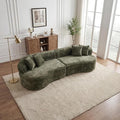 114-Inch Curved Boneless Sofa Couches Compressed 4-Seat Foam Couch for Living Room Bedroom Boneless Modular Cloud Sofa Curved Floor Couch with 4 Pillows No Assembly