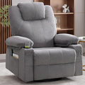 Swivel Rocker Recliner Chair with Heat and Massage Big Oversized Rocking Single Sofa for Living Room 360 Degree Swivel Recliner Chair with Cup Holders and USB Port (Fabric Grey)