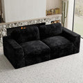 Boneless Loveseat Sofa Plush Corduroy Sectional Couch with Deep Seat Modular Cloud Sectional Couches for Living Room.Black Sofa.