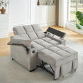 Large Size Convertible Sleeper Chair Futon Sofa Bed Comfortable Thick Cushion Single Sleeper Sofa Handheld Storage and Adjustable Backrest | Reading Chair with Rotating Small Table (Khaki)