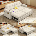 Rovibek 73.2 Convertible Sofa Bed Pull Out Couch with USB Charging Port &amp Cup Holders Adjustable Backrest Side Pockets Modern Corduroy Sleeper Sofa for Living Room Bedroom Apartment Beige