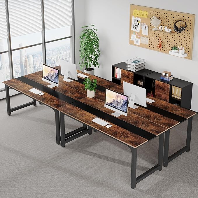Tribesigns 70.8 L-Shaped Executive Office Desk with Drawer Cabinet Large L-Shaped Computer Desk with 39.4 File Cabinet Printer Stand Home Office Workstation Business Furniture Set Brown/Black
