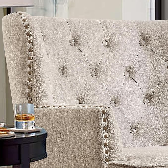 Rosevara Atlas Mid-Century Modern Upholstered Lounge Arm Chair - Tufted Small Cozy with Soft Cushion for Living Room Bedroom Small Spaces