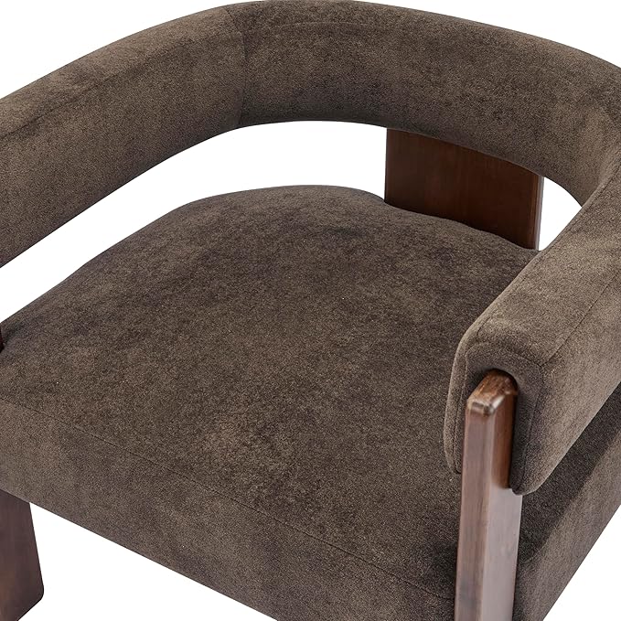 Christopher Knight Home Nettie Modern Accent Chair for Living Room Velvet Fabric Single Lounge Sofa Chair with Wooden Frame Comfy Reading Chair for Bedroom Lounge Armchair with Cushion Dark Brown