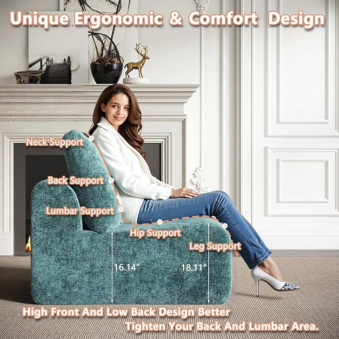 EASE MOOSE Boneless Couch for Living Room Compressed Sectional Cloud Sofa Modular Cloud Couch Loveseat 2-Seater Deep Seat Sofas for Small Spaces No Assembly Required Chenille (Blue)