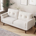 65 Mid Century Modern Couch Sofa Loveseat Comfy Love Seat Couches for Living Room 2 Seater Teddy Fleece Boucle Upholstered Deep Seat Couch for Bedroom Office Small Space Beige Cream