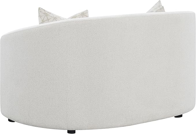 Coaster Home Furnishings - Rainn - Wood - Boucle Upholstered Loveseat with Sloped Arms and Accent Pillows - Living Room - Latte - 509172