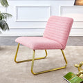 Modern Minimalist Pink Plush Fabric Single Person Sofa Chair with Golden Metal Legs. Suitable for Living Room Bedroom Club Comfortable Cushioned Single Person Leisure Sofa RR79