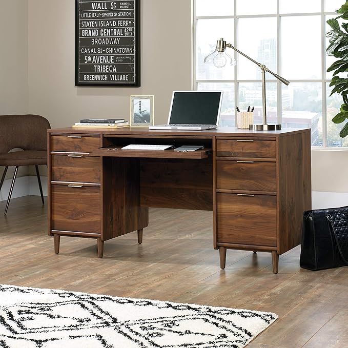 Sauder Clifford Place Executive Desk in Grand Walnut finish