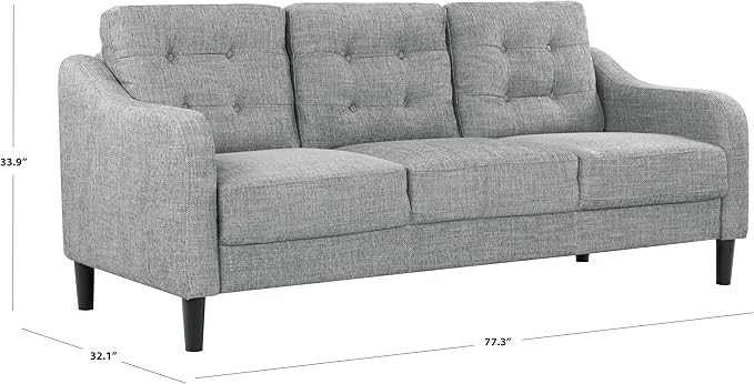 SAFAVIEH Couture Furniture Collection Nathaniel Grey Tufted 3-Seater Sofa