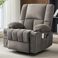 Oversized Recliner Chairs for Adults 270° Swivel Rocker Recliner with Heat and Massage Lazy Boy ReclinerRecliner Chairs Single Sofa Seat with Cup Holders (BlackGrey)