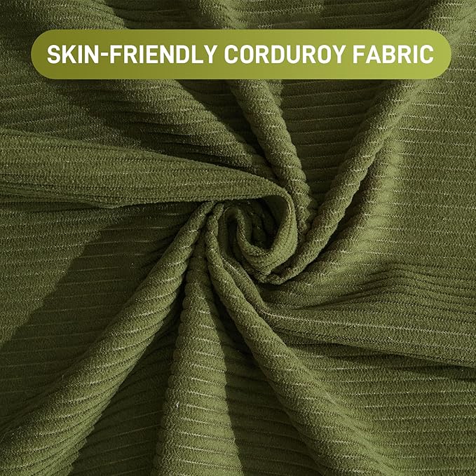 Convertible Sofa Bed Corduroy Memory Foam Compression Sofa Modular Floor Sofa with Pull-Out Bed Compressed Couch in Box Folding Sleeper Couches Bed for Living Room Bedroom Lounge Olive Green