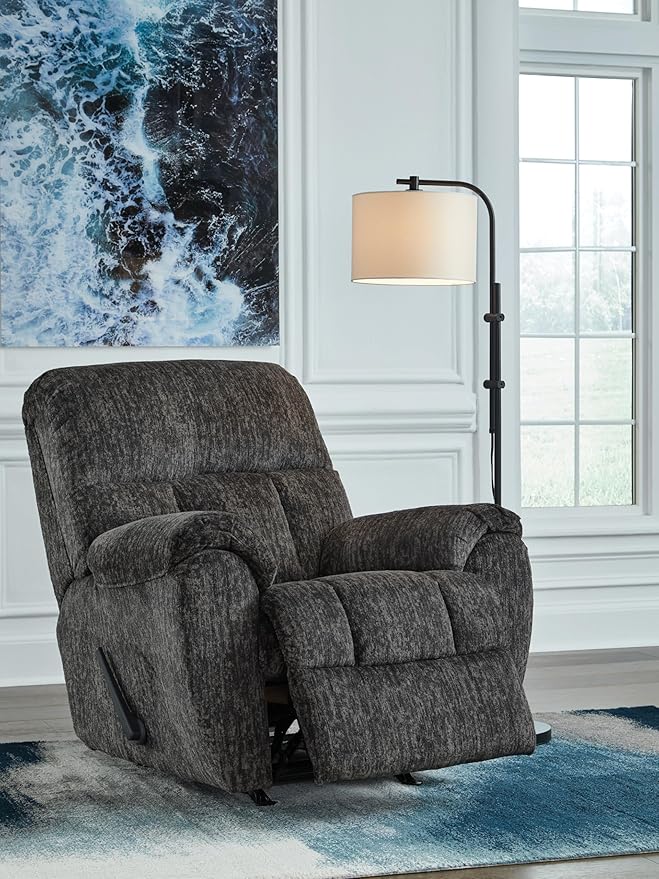 Signature Design by Ashley Rampant Casual Manual Rocker Recliner with Pillow-Top Arms Gray