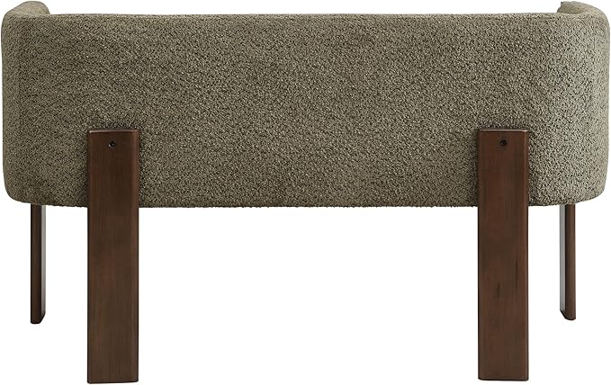 Christopher Knight Home Zudan Modern Boucle Upholstered Loveseat Sofa with Rubberwood Frame Comfy 2-Seater Sofa Couch and Flat-Panel Legs Love Seat Couches for Living Room Green + Walnut