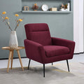 Mid Century Modern Upholstered Fabric Accent Chair Living Room Bedroom Leisure Single Sofa Chair (with Metal Legs) TV armrest seat Suitable for Small Space Home Office Coffee ChairWine Red
