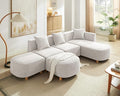 VANOMi 109.84 Modular Sectional Sofa with 3 Pillows Convertible 5-Seater Comfy Boucle Cloud Couch with Ottoman Modern Sectional Sofas for Living Room Office Apartment (Camel)