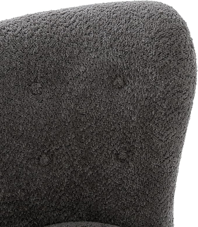 Scott Living Aurora Boucle Upholstered Wingback Accent Chair Solid Wood Living Room Slipper Chair Bedroom Comfy Reading Chair Dark Grey