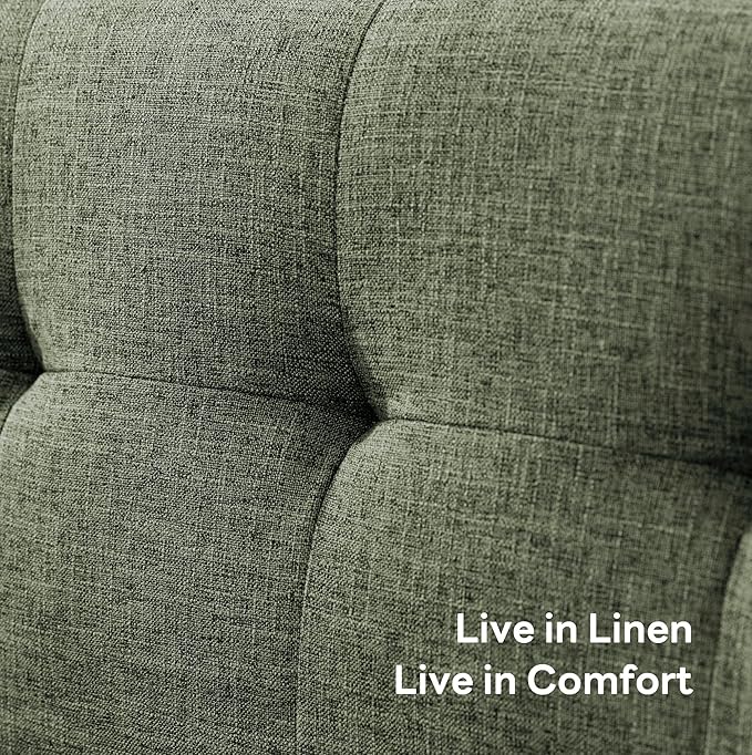 Kingfun 65.2 W Loveseat Sofa Mid Century Modern Decor Love Seat Couches for Living Room Button Tufted Upholstered Furniture Solid &amp Easy to Install Small Couch for Bedroom Office Apartment Gr