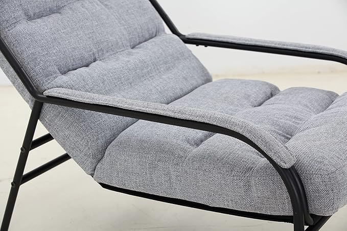 Lounge Recliner Chair Leisure Chair Studio Chairs Iron Arm Club Chair with Metal Legs Moveable Cushion for Living RoomGrey