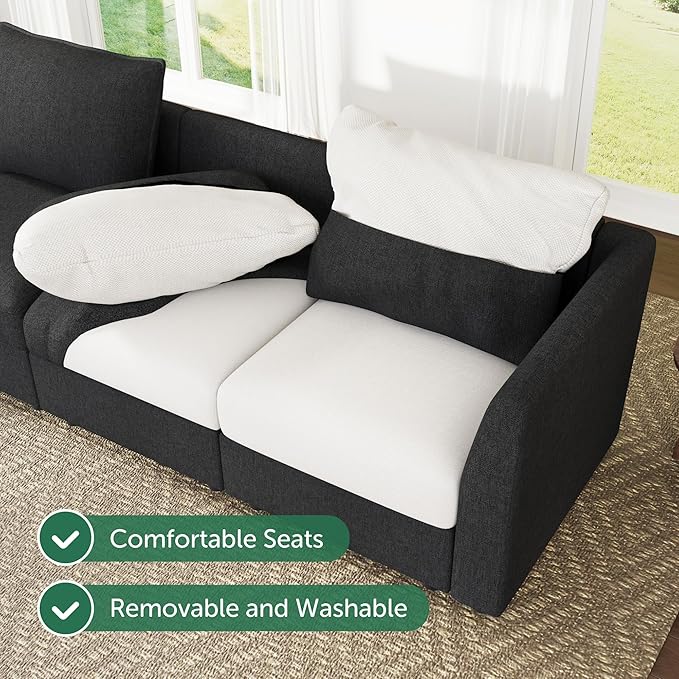 HONBAY Modular Sectional Sofa Couch with Storage Modern U Shaped Sectional Sofa Convertible Sectional Couch for Living Room - Linen Grey
