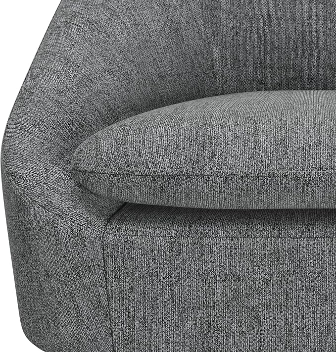 SIMPLIHOME Redding Accent Chair - 27 inch Wide Upholstered Mid-Century Modern Arm Chair in Storm Grey for Living Room or Bedroom with Solid Wood Frame Removable Cushion and Angled Legs