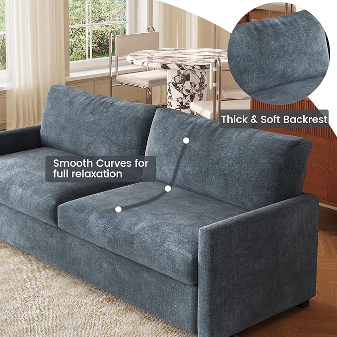 70.07 Blue Loveseat Sofa Upholstered Deep Seat Sofa for Small Spaces 2-Seater Couch Soft Polyester Blue Velvet Breathable &amp Easy to Clean