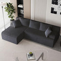 LAUSAINT HOME 96 Modular Sectional Sofa Couches L-Shaped Boneless Cloud Sofa with 3 Deep Seat 5 Cushiones Oversized Chaise for Living Room Bedroom Plush Corduroy Fabric (Left Black)