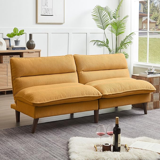 Futon Sofa Bed 72 Small Couches for Small Spaces Folding Love Seat Couch with Adjustable Back Convertible Upholstered Sleeper Sofas for Living Room Office Apartment