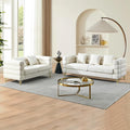 mikibama Luxury Teddy Sofa Set for Living Room Modern Decor Furniture Sectional Sofa 3 Seater Couch and Loveseat with 5 Pillows for Apartment Office Hall (White)