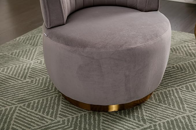 NewCosmos 360 Degree Swivel Cuddle Barrel Accent Sofa Chairs Round Armchairs with Wide Upholstered Fluffy Velvet Fabric Chair for Living Room Bedroom Office Waiting Rooms