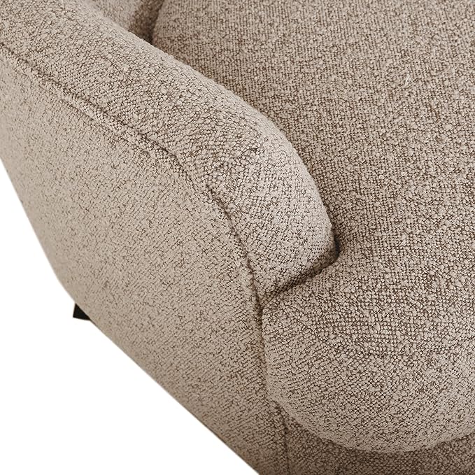 Christopher Knight Home Winnie Boucle Upholstered Wingback Club Chair and Ottoman Set Birch Wood Legs Living Room Accent Armchair with Footrest Bedroom/Reading Room Warm Stone Gray+Matte Black