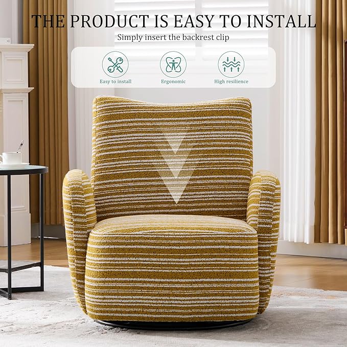 ERYE 360° Swivel Chair Modern Leisure Swivel Armchair for Living Room Bedroom