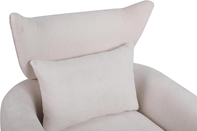 JOSHEN 360 Swivel Accent Chair IndoorModern Linen ArmchairComfortable Upholstered Lounge Chair with Metal Base for Living RoomApartmentOfficeBeige