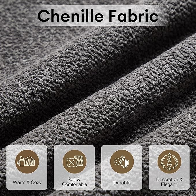 Modern Loveseat Sofa 68.5 inches Living Room Couch Dark Gray Chenille Fabric 350 lbs Weight Capacity