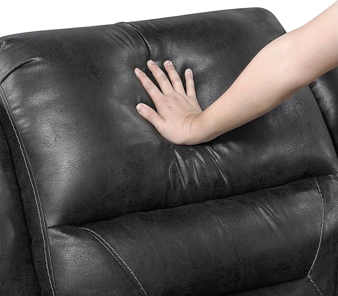 Lexicon Rocker Recliner Chair for Living Room Wall Hugger Manual Recliner Chairs Textured Microfiber Upholstered Rocking Reclining Chair Home Theater Seating Required Assembly Black