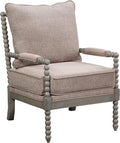 OSP Home Furnishings Abbott Spindle Accent Chair with Padded Spring Seat and Brushed Grey Base Dolphin Beige Fabric