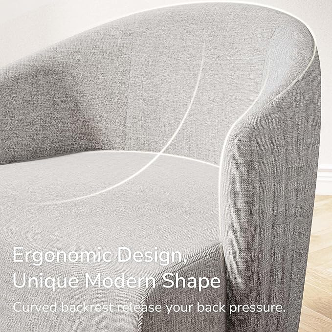 BELLEZE Swivel Accent Chair Modern Upholstered Swivel Armchair 360 Degree Barrel Chair Comfy Corner Chair for Living Room Bedroom - Malta (Light Grey)