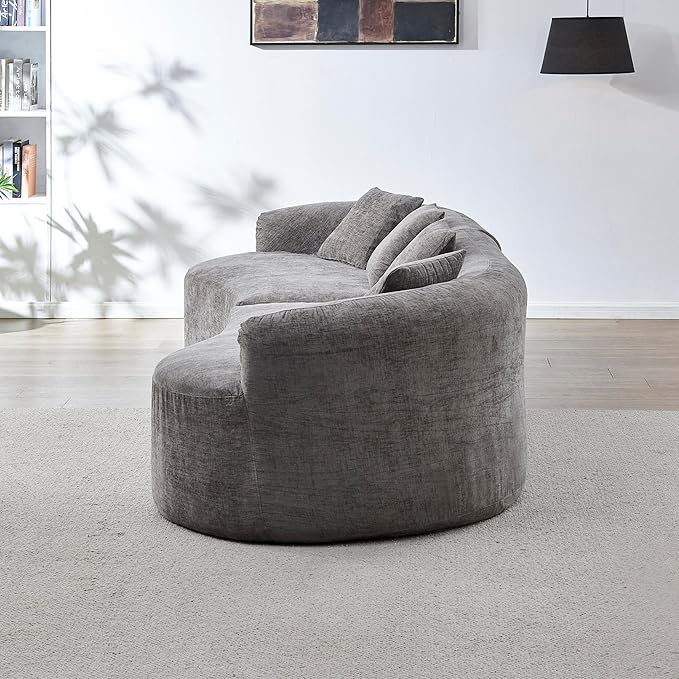 KEIKI 111 Oversized Curved Chenille Sofa Couch Modern High-Density Foam Cloud Sectional No Assembly Boneless Design with Soft Pillow Back Perfect for Open Living &amp Entertaining Guests