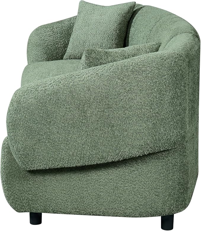 Christopher Knight Home Obito Boucle Upholstered 3-Seater Sofa Modern Home Sofa Living Room Wooden Large Upholstered Sofa Couch for Apartment/Home Office Olive Green