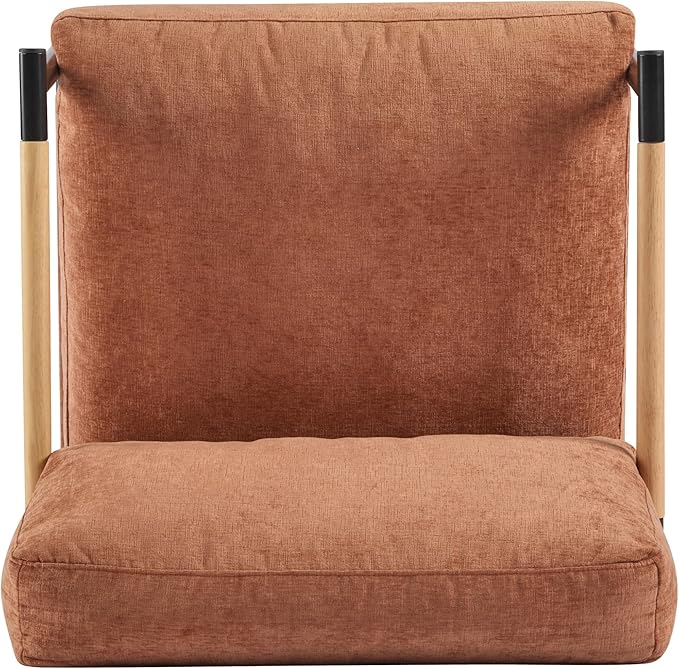 Christopher Knight Home Varsts 27.56 Accent Armchair with Plush Cushions Modern Seating Club Chair Minimalist Metal Frame and Wooden Armrest Design for Cozy Living Room Bedroom Office Orange
