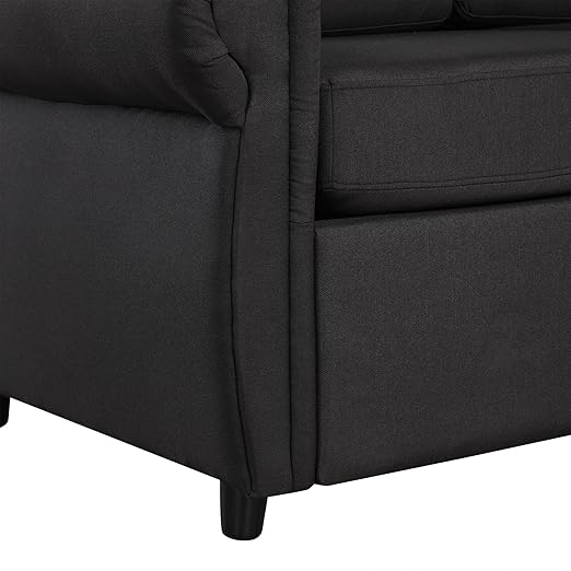 Ball &amp Cast 58 Loveseat Futon Sofa-BedConvertible Pull Out CouchLinen Upholstery Sleeper Sofa Bed with Twin Size Memory Mattress&ampUSB PortOverstuffed Back CushionChaise Lounge for Livingro