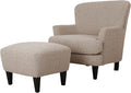 Christopher Knight Home Winnie Boucle Upholstered Wingback Club Chair and Ottoman Set Birch Wood Legs Living Room Accent Armchair with Footrest Bedroom/Reading Room Warm Stone Gray+Matte Black