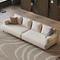 Cream Fabric Sectional Sofa – Contemporary Upholstered Couch with Metal Legs for Living Room (109.44inch-4Seats)